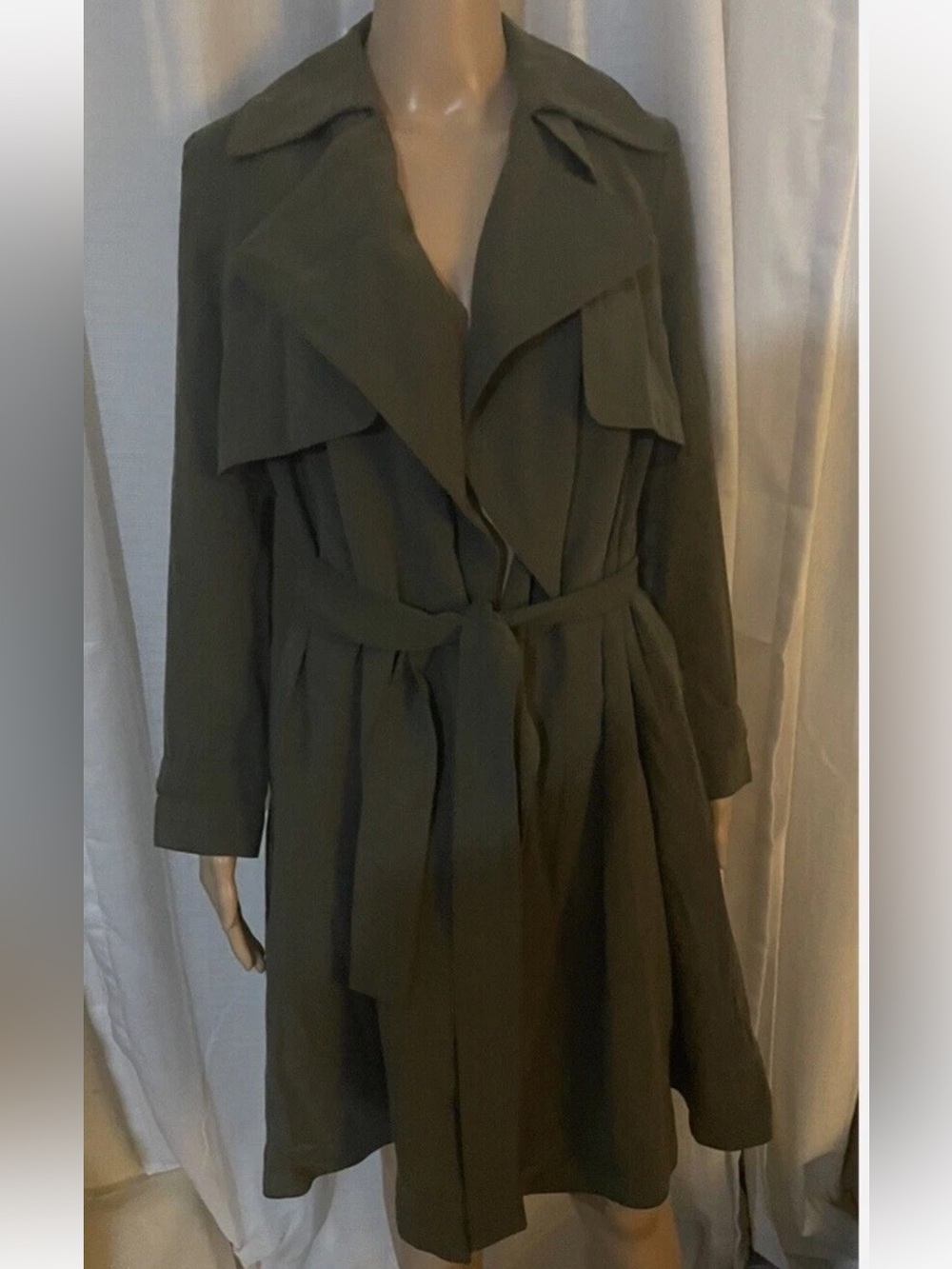 Club Monaco Women’s Elima Trench Olive Green Lined Viscose Pockets $298.00
